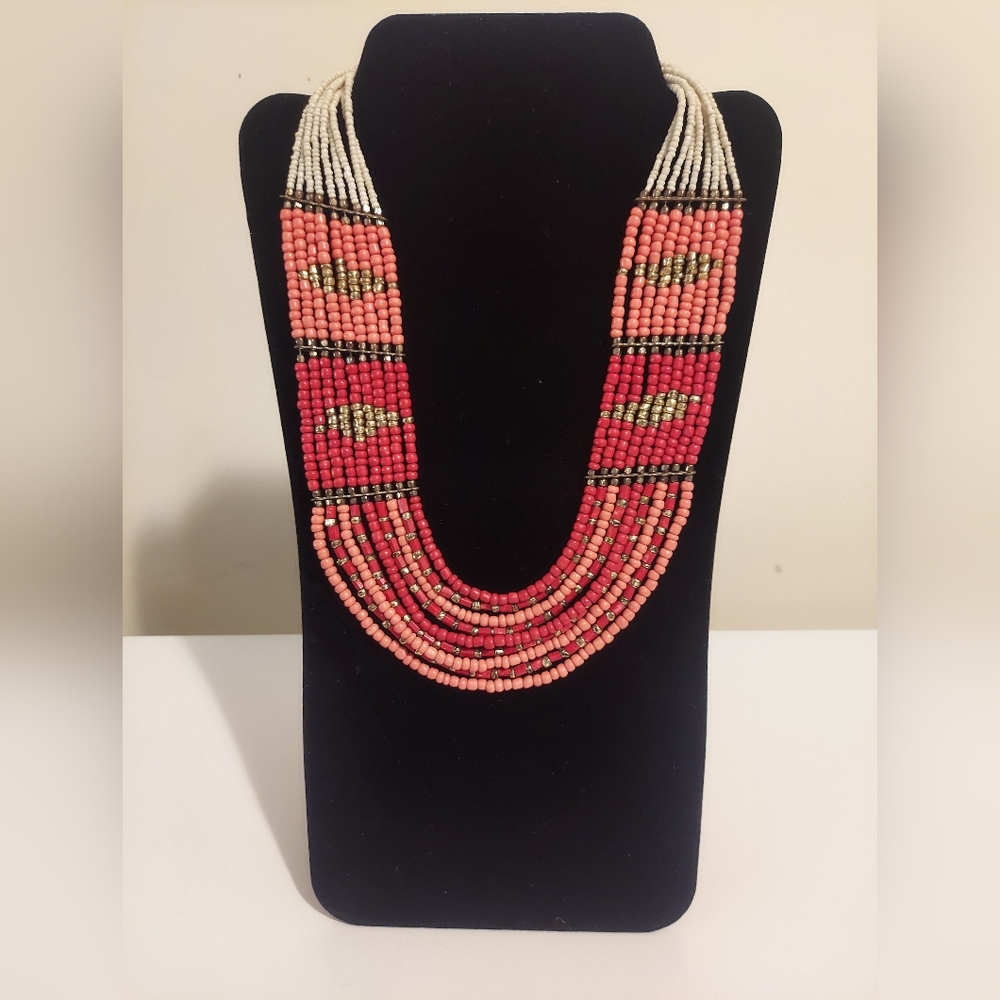 SALE! RARE! Pre-Loved Multi Strand Seed Bead Bib Necklace